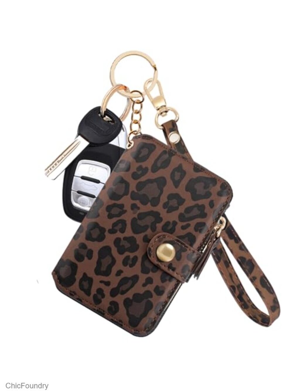 RFID Blocking Keychain Wallet PU Leather Wristlet Card Holder